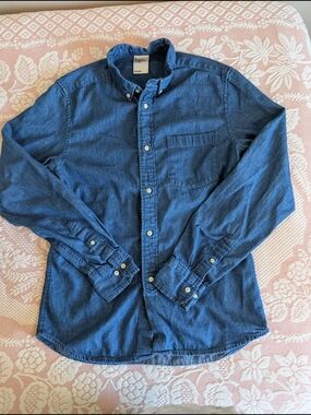H&M Men's Denim Button-Down Shirt - Blue